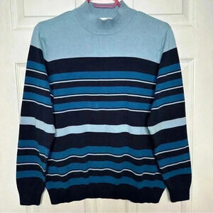 Northern Reflections Sweater Kick Neck Stripes Blue Size Extra  Large